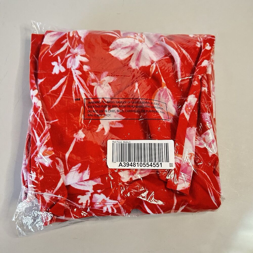 Isaac Mizrahi Live! Women’s red floral pebble knit wide-leg pant Size Medium NEW - Picture 3 of 8